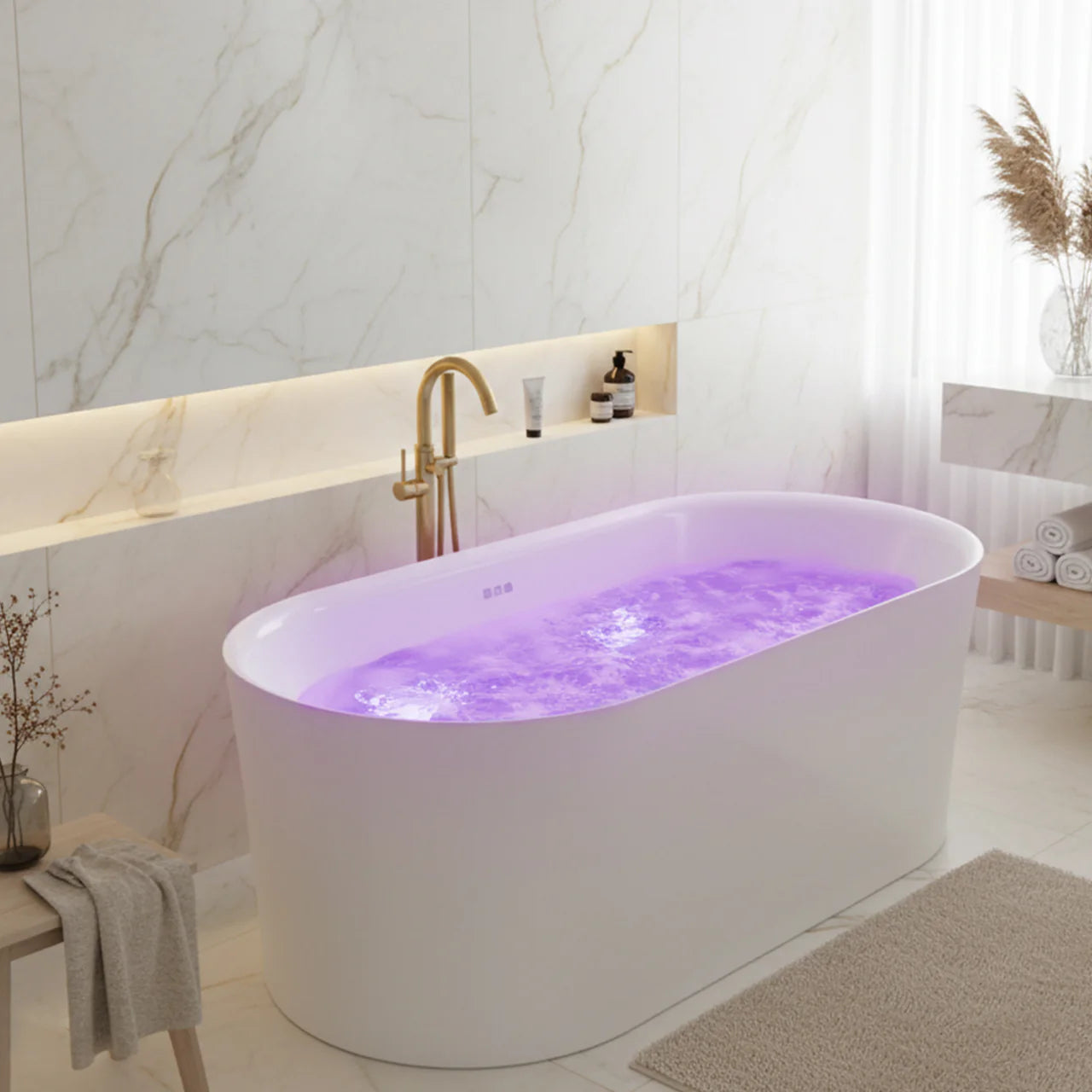 ANZZI Jericho Series, 67" x 32" Freestanding Acrylic Bathtub.
