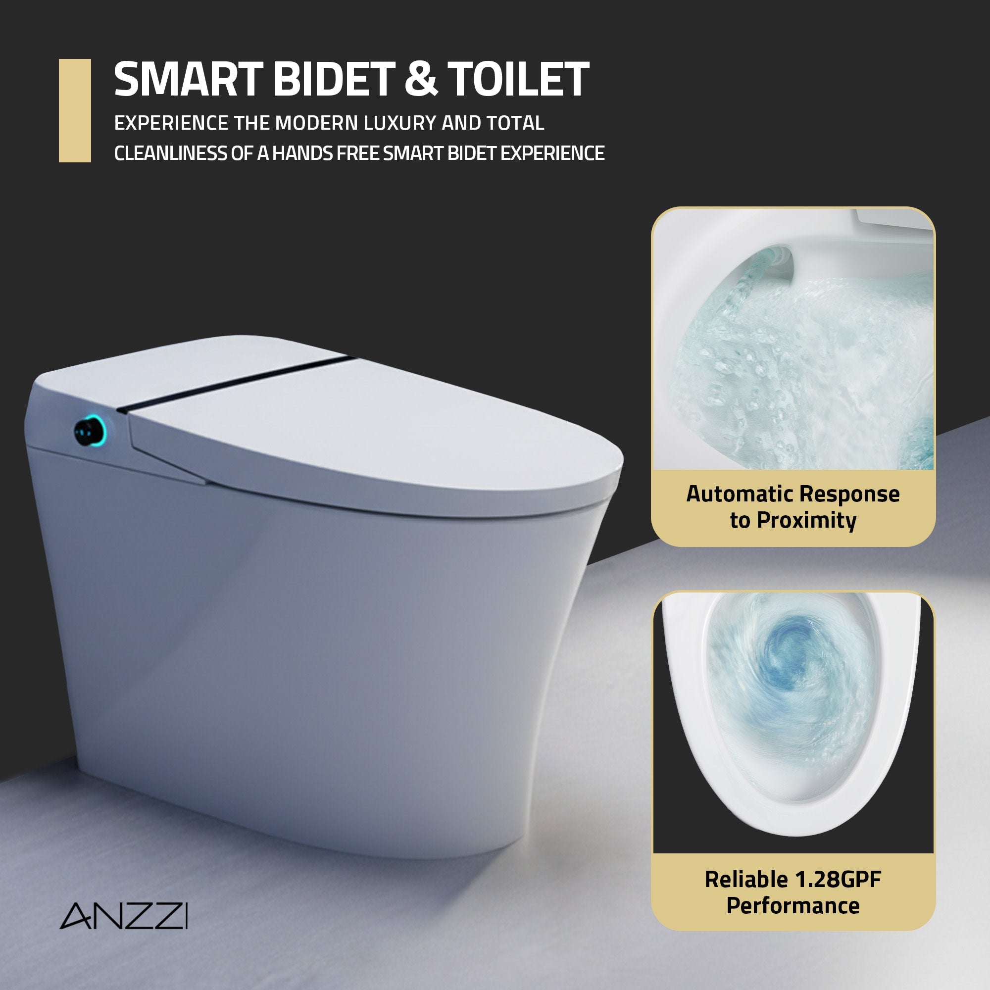 ANZZI Juno 26 Smart Bidet Toilet. – Heated Seat, Auto Flush,Remote Control included