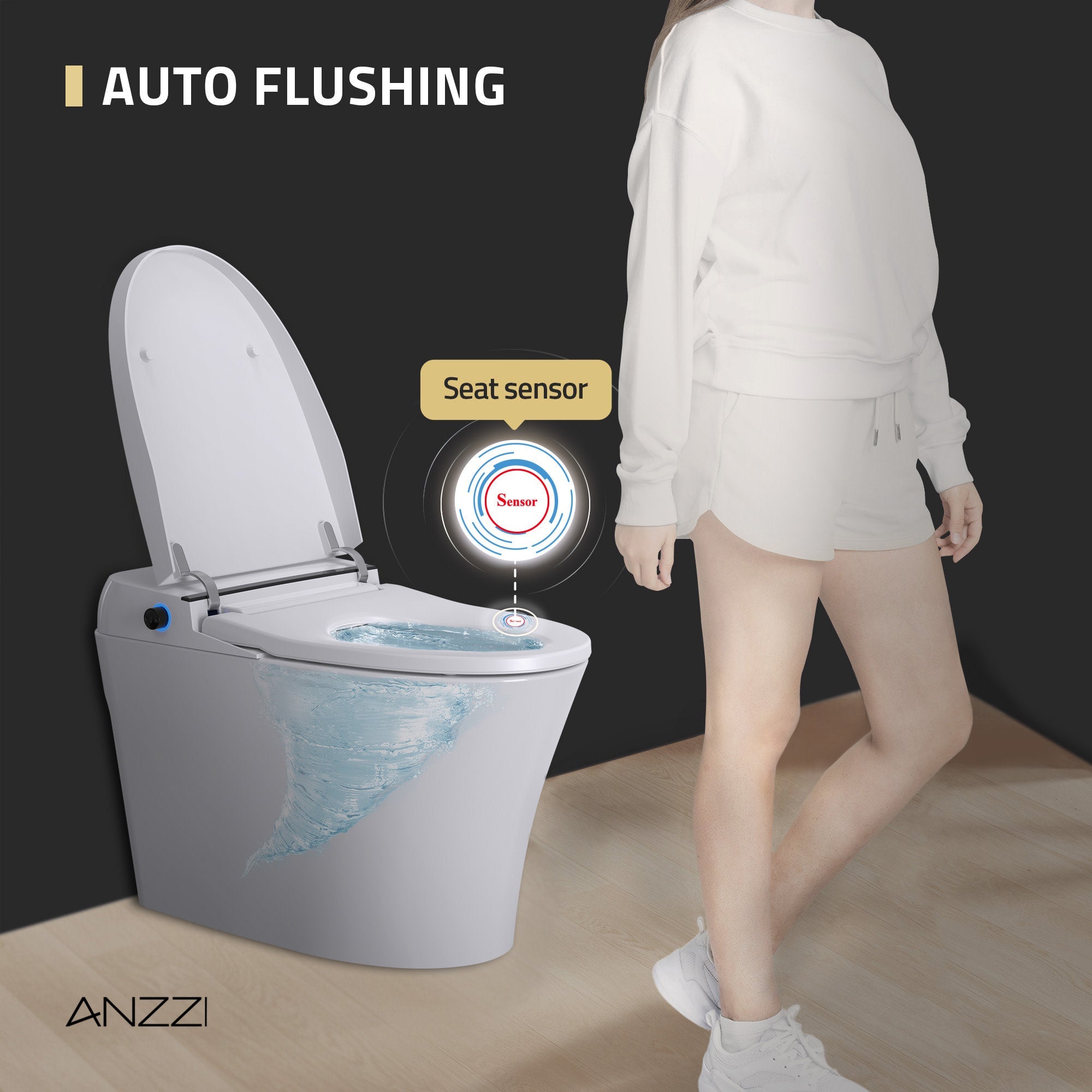 ANZZI Juno 26 Smart Bidet Toilet. – Heated Seat, Auto Flush,Remote Control included